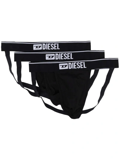 Diesel 3-pack Jock Straps In Black In Black 1