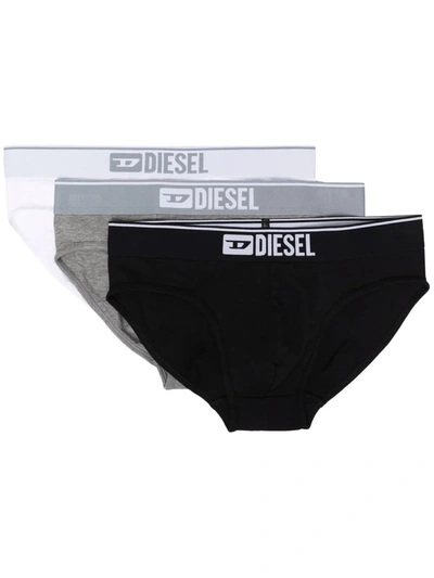 Diesel Three-pack Briefs Set In Grey