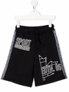 Dsquared2 Teen Slogan-print Drawstring Track Pants In Black