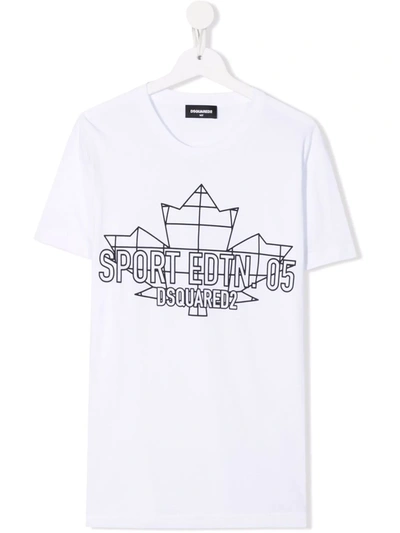 Dsquared2 Teen Slogan-print Cotton T-shirt In White