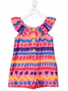 Stella Mccartney Multicolor Striped Cotton Romper In Pink