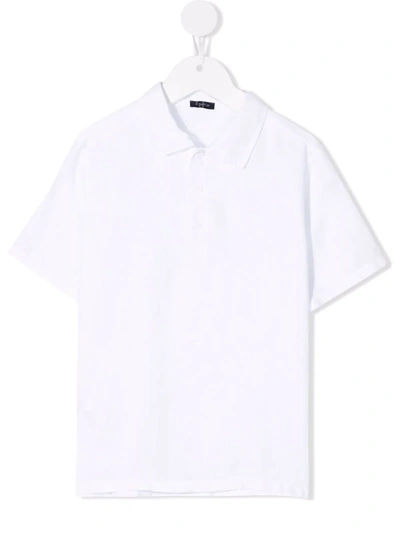 Il Gufo Kids' Short-sleeve Linen Polo Shirt In Weiss