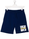 Dsquared2 Kids' Logo Print Cotton Sweat Shorts In Royal