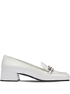 Miu Miu Patent Leather Logo-plaque Loafers In White