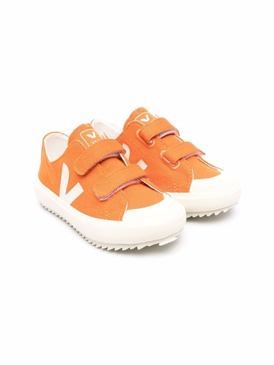 Veja Orange Trainers For Kids With Ivory Logo