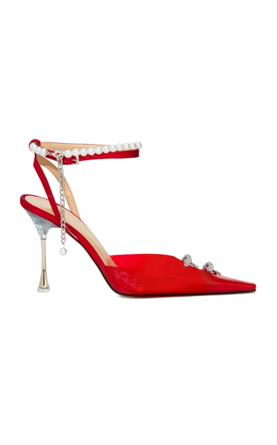 Mach&mach Women's Matilda Mini Bow Embellished Pvc Pumps In White,red