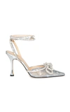 Mach&mach Double Bow Crystallised Pvc Heels In Silver