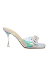 MACH & MACH WOMEN'S DOUBLE-BOW CRYSTAL-EMBELLISHED PVC MULES