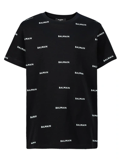 Balmain Teen Black Cotton Logo T-shirt