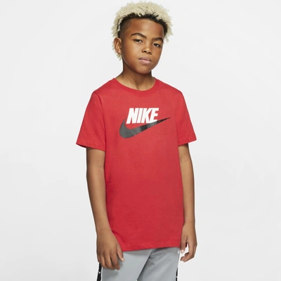 Nike Sportswear Big Kids' Cotton T-shirt In University Red,black