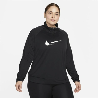 Nike Women's Dri-fit Swoosh Run 1/4-zip Running Midlayer (plus Size) In Black