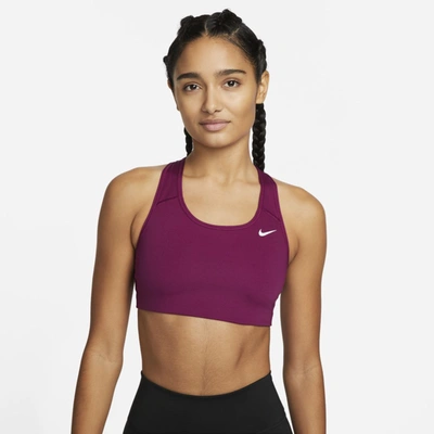 Nike Dri-fit Swoosh Women's Medium-support Non-padded Sports Bra In Red