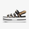Nike Icon Classic Platform Sandals In Black/gold In Black,metallic Gold,white,white