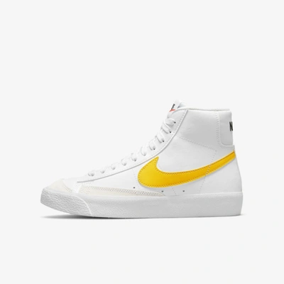 Nike Blazer Mid '77 Big Kids' Shoes In White,pecan,vivid Sulfur