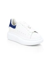 Alexander Mcqueen Kid's Oversized Lace-up Leather Sneakers In White Paris Blue