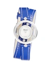 Chopard Women's Happy Diamonds Icons 18k White Gold, Diamond, & Leather Wrap-strap Watch In Blue