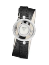 Chopard Women's Happy Diamonds Icons 18k White Gold, Diamond, & Leather Wrap-strap Watch In Black