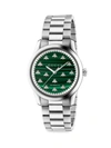 Gucci Malachite Stone Stainless Steel Bracelet Watch In Silver