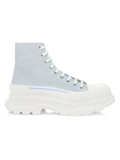 Alexander Mcqueen Treadslick High-top Canvas Boots In Blue