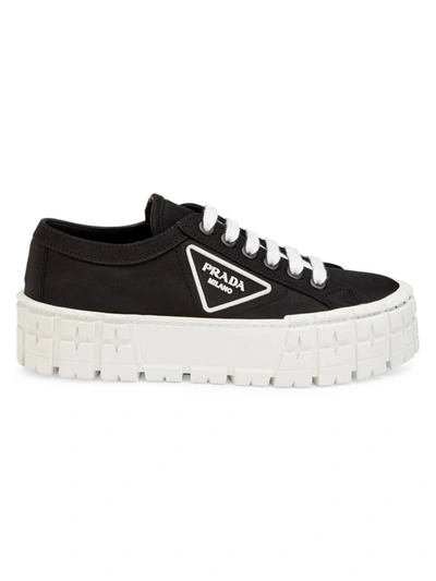 Prada Lug-sole Platform Sneakers In Nero