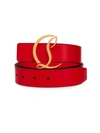 Christian Louboutin Cl Logo Leather Belt In Loubi/antic Gold