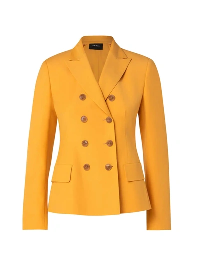 Akris Glorie Double Breasted Cotton & Silk Blend Jacket In Marigold