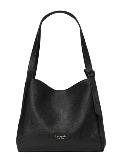 Kate Spade Knott Pebbled Leather Large Shoulder Bag In Black