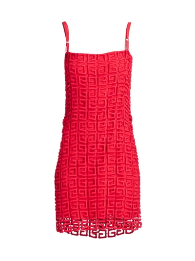 Givenchy 4g Embroidered Mini Shift Dress In Red