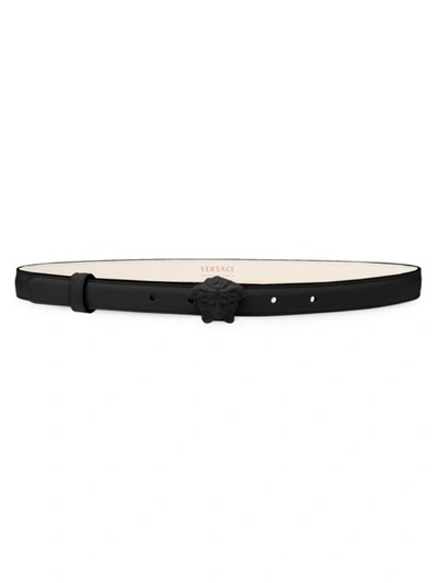 Versace La Medusa Leather Belt In Black