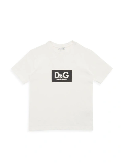 Dolce & Gabbana Little Kid's & Kid's Short-sleeve Logo Tee In White And Black