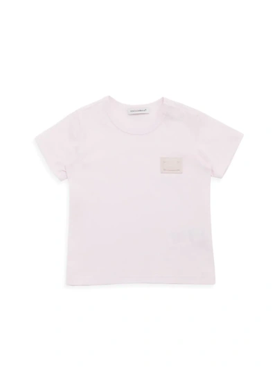 Dolce & Gabbana Baby Girl's Short-sleeve Logo Patch Tee In Pink Powder