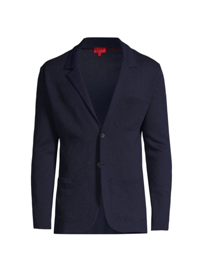 Isaia Men's Wool-blend Jumper Jacket In Blue