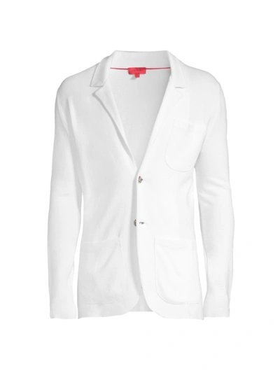 Isaia Wool Sweater Jacket In White