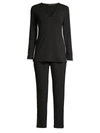Natori Feather Essentials Solid Pajamas In Black