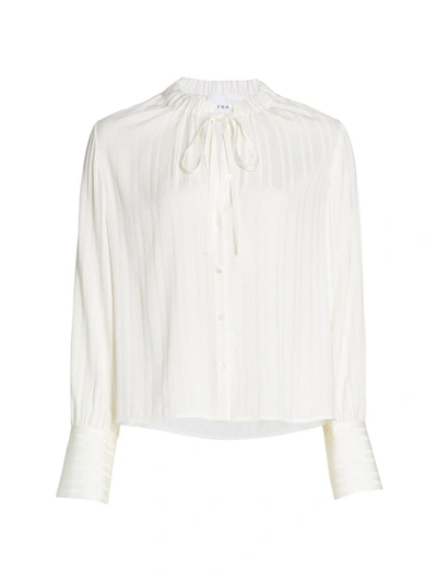 Frame Striped Silk-blend Jacquard Blouse In Off White