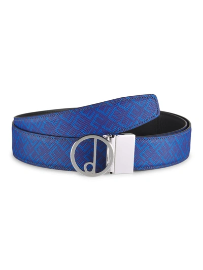 Alfred Dunhill Pin D Leather Belt In Cobalt Blue