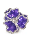 Nomi K Silverplated Crystal & Enamel Flower 4-piece Napkin Ring Set In Purple