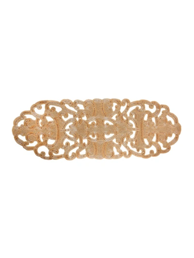 Nomi K Beaded Lace-shaped Large Runner In Champagne