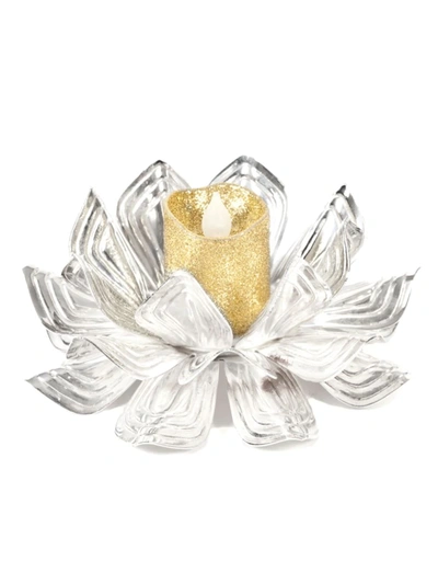 Nomi K New Flower Tealight Candleholder In Silver