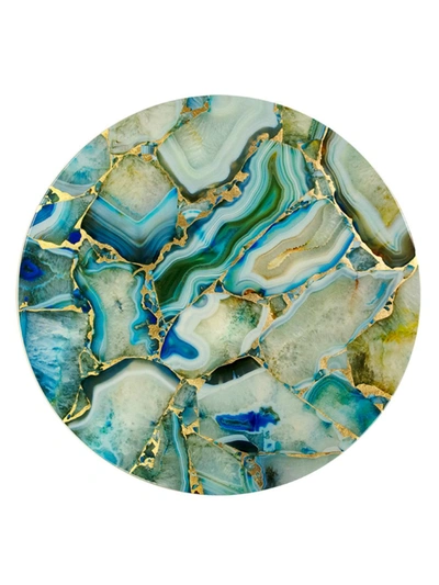 Nomi K Lacquered Stone Round Placemat In Blue