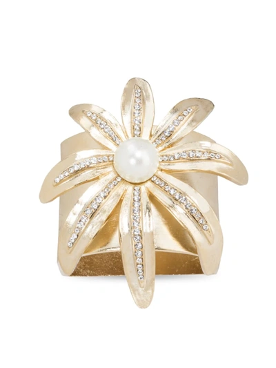 Nomi K Pearl Wild Flower Napkin Ring In Gold