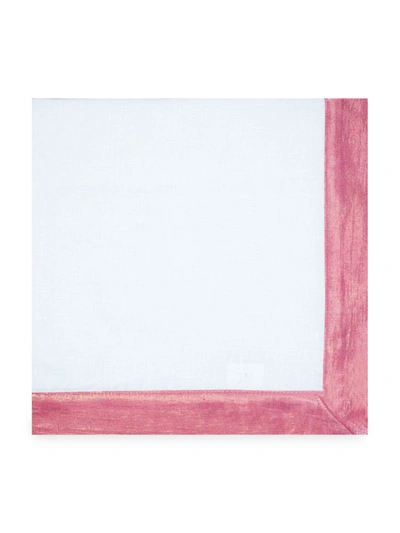Nomi K Shimmer Border Linen Napkin Set Of 4 In Pink