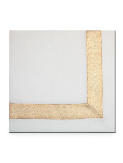 Nomi K Shimmer Border Linen Napkin Set Of 4 In Gold