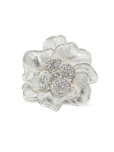 Nomi K Silverplated Crystal Spring Flower 4-piece Napkin Ring Set