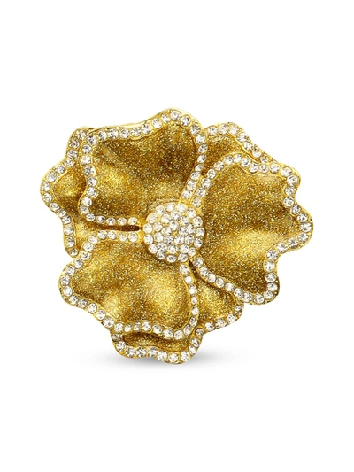 Nomi K Crystal Border 4-piece Flower Napkin Ring Set In Gold