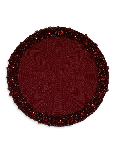 Nomi K Hand-beaded Round Placemat In Burgundy