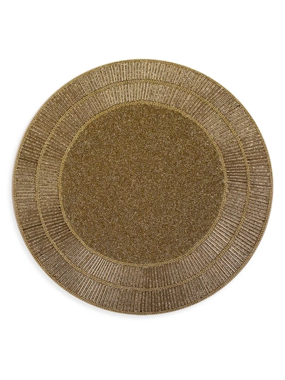 Nomi K Shine Round Beaded Placemat In Gold