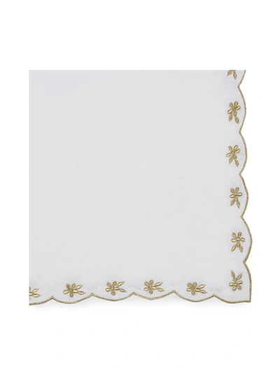 Nomi K Scalloped-edge Linen Napkin Set Of 4 In White