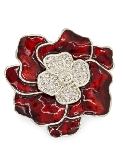 Nomi K Swarovski Crystal Spring Flower Napkin Ring In Red