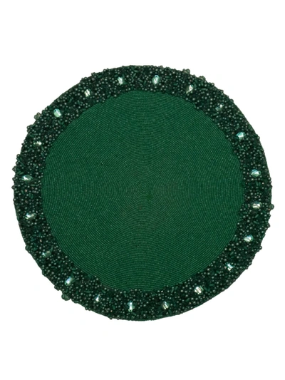 Nomi K Classic Beaded Round Placemat In Green